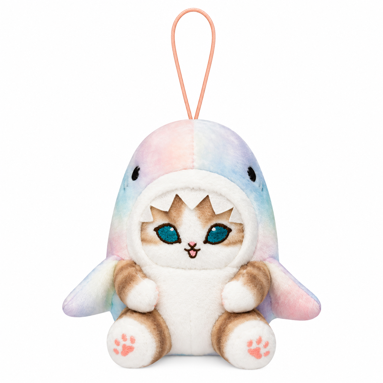 MofuSand Pastel Marble Haj Kostume 10cm Plush Nøglering