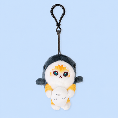 MofuSand Haj Kostume 9cm Plush Nøglering｜Cheese Cat