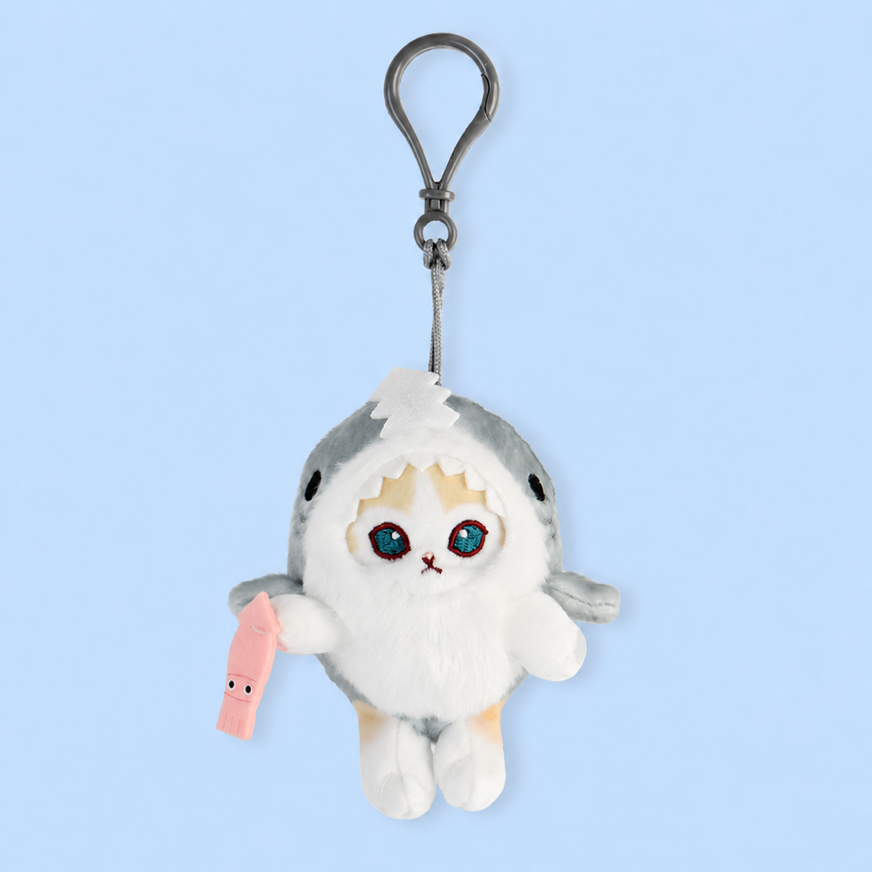 MofuSand Haj Kostume 9cm Plush Nøglering｜Cream Cat