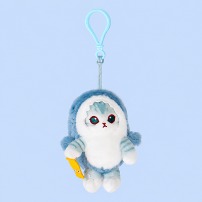 MofuSand Haj Kostume 9cm Plush Nøglering｜Mackerel Cat