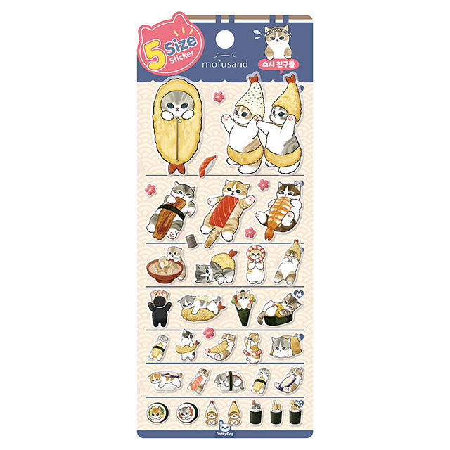 MofuSand 5-Size Cushion Sticker｜Sushi Friends