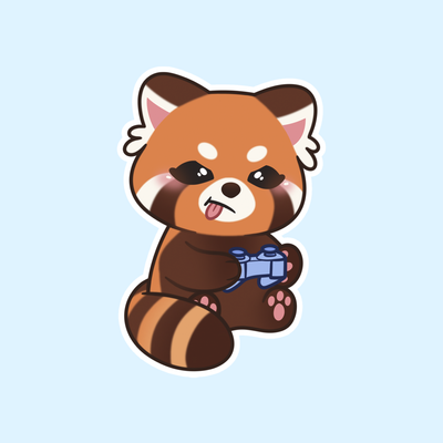 Rød Panda Sticker: 'Gamer'