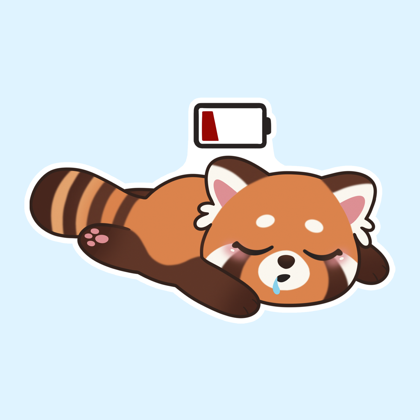 Rød Panda Sticker: 'Lavt Batteri'
