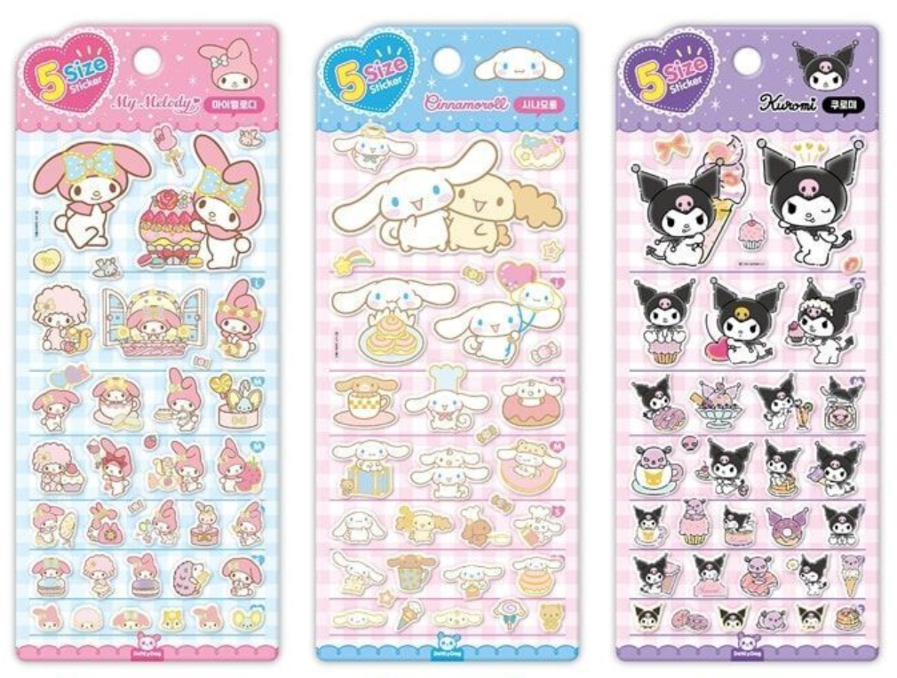 Sanrio 5-Size Cushion Sticker｜3 Varianter